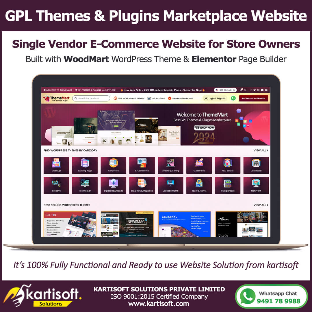 Readymade GPL Themes & Plugins Marketplace Website